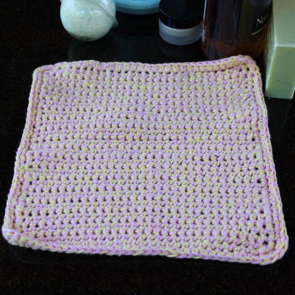 NEW 💖 Cotton Washcloth Pink Yellow Hypoallergenic Hand Crafted - Picture 3 of 10